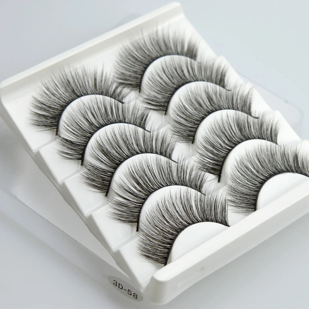 QSTY 5 Pairs 3D Mink False Eyelashes – Natural Long Dramatic Volume Black Lash Extensions