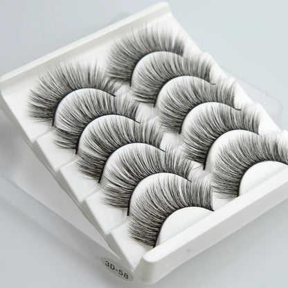 QSTY 5 Pairs 3D Mink False Eyelashes – Natural Long Dramatic Volume Black Lash Extensions