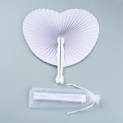 20/30PCS Personalized White Wedding Heart Paper Fans – Custom Logo Party Souvenirs & Guest Gifts for Engagements & Baptisms