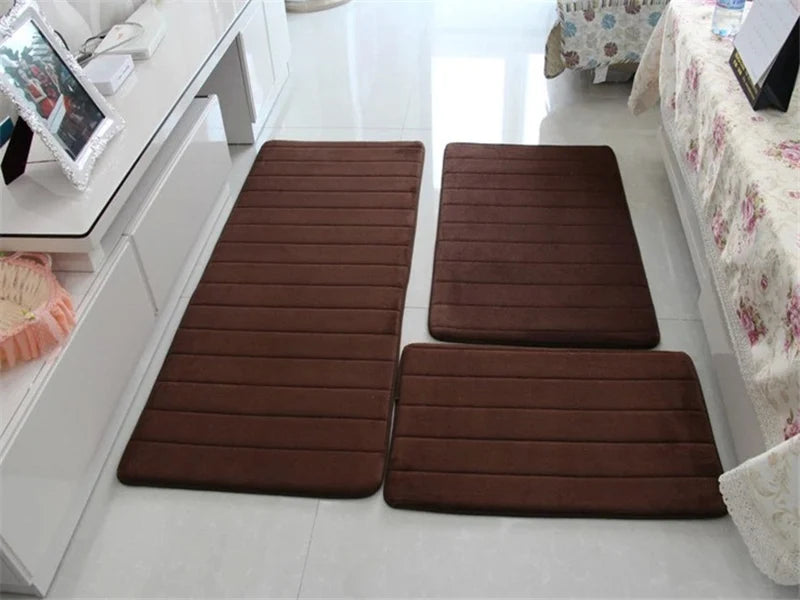Water Absorption Anti-Slip Bath Mat Set - Bathroom, Toilet, Living Room, Bedroom Floor Carpet (1PC/3PC)