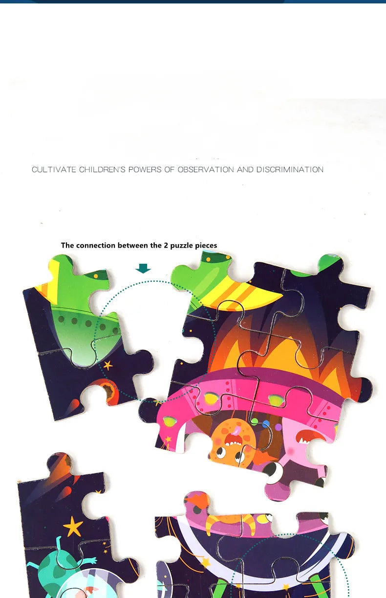 100PCS Kids Wooden Puzzle Set – Cartoon Animal & Vehicle Jigsaw Toys for Early Learning & Parent-Child Play
