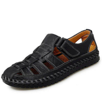 Genuine Leather Roman Men's Sandals - Summer Business Casual Outdoor Beach Wading Slippers Shoes Size 38-47