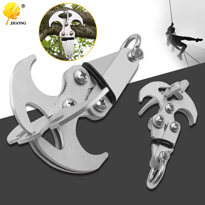 Multifunctional Survival Folding Grappling Hook - Stainless Steel/Iron Plating Outdoor Climbing Claw Carabiner - Travel Rescue Tool