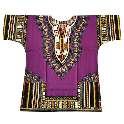 African Dashiki Cotton T-Shirt - Traditional Printed Unisex Fashion Top with Vibrant Ethnic Style Design