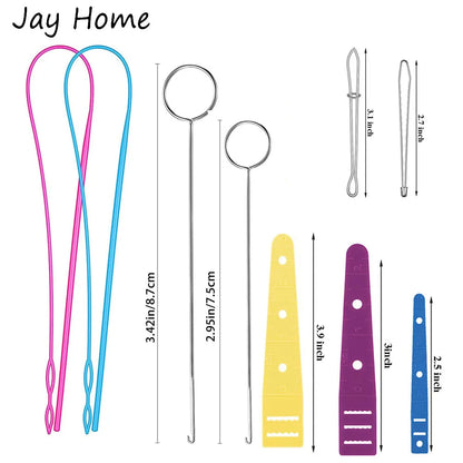 Flexible Sewing Threader Tool — Drawstring Loop Turner Hook with Metal Tweezers & Plastic Threader for DIY Sewing
