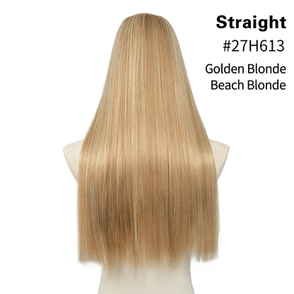 Synthetic U-Part Clip-in Hair Extensions – Long, Straight, Thick Blonde Hairpieces (16, 20, 24 Inch)