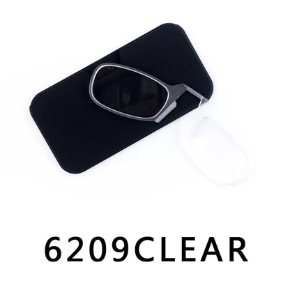 Men’s Nose Clip Reading Glasses – High-Quality Portable Transparent Eyewear for Seniors with Case