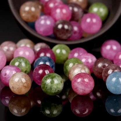 Natural Round Mixed Gemstone Beads — Tiger Eye, Amazonite, Lava, Turquoise, Agate, Jasper & Garnet Spacer Beads for DIY Bracelet