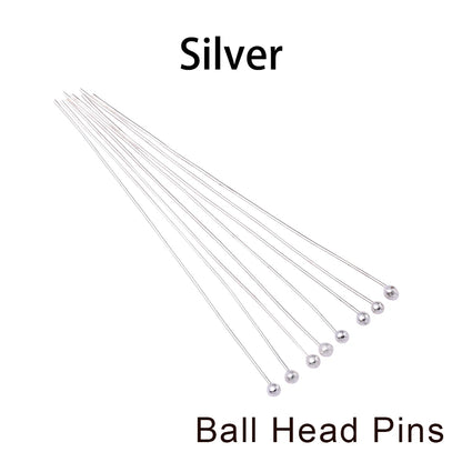 Jewelry Eye Pins & Ball Head Pins - 100/200pcs DIY Findings for Earrings Bracelets Pendants 16-60mm Craft Making Supplies