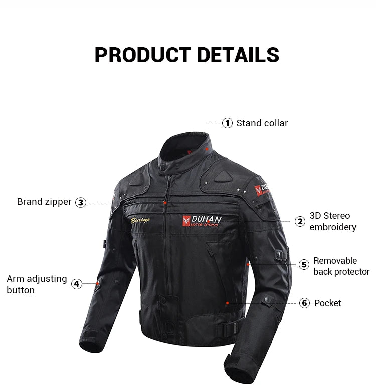 DUHAN Windproof Motocross Jacket & Pants for Men – Wear-Resistant Motorcycle Gear with Body Armor, Winter Moto Clothing