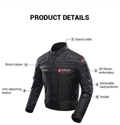 DUHAN Windproof Motocross Jacket & Pants for Men – Wear-Resistant Motorcycle Gear with Body Armor, Winter Moto Clothing