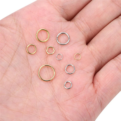 100pcs Stainless Steel Open Jump Rings Set | Never Fade | 4/5/6/8/10mm Split Rings Connectors | Necklace & Bracelet Jewelry Accessories