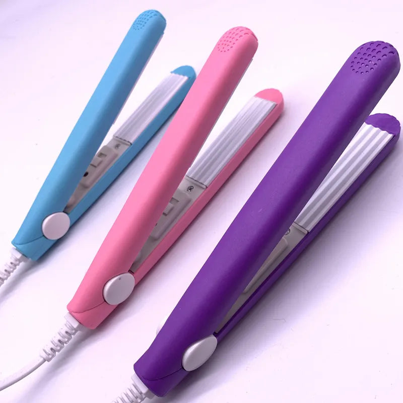 Mini Pink Hair Iron – Electric Curling Iron with Corrugated Plate for Styling and Curls