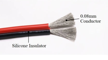 1/2/5M Copper Silicone Rubber Wire – Flexible 30 to 10 AWG 2-Pin DIY LED Connector Cable, Black & Red