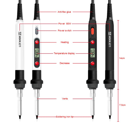 Adjustable Temperature Electric Soldering Iron: 60W/80W Mini Handle Rework Station - Heat Pencil Welding Repair Tools