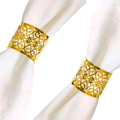25Pcs Hollow Pattern Gold and Silver Napkin Rings - Elegant Wedding and Party Table Decorations