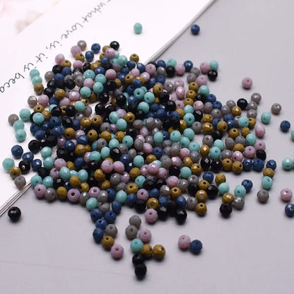 Mixed Color Crystal Glass Beads - 4mm Faceted Rondelle Spacer Beads for DIY Bracelet & Jewelry Making Crafts