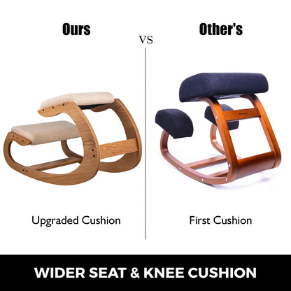 VEVOR Ergonomic Wooden Kneeling Chair — Rocking Stool with Thick Cushion for Correct Posture, Home & Office Use
