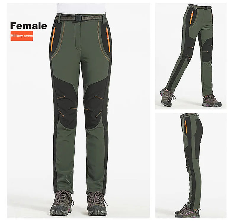 LNGXO Men’s Fleece Hiking Pants – Thick Warm Winter Waterproof & Windproof Soft Shell Ski, Trekking, and Camping Trousers