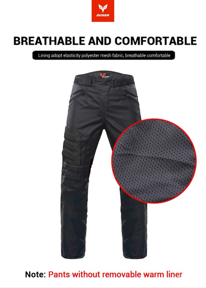 DUHAN Windproof Motocross Jacket & Pants for Men – Wear-Resistant Motorcycle Gear with Body Armor, Winter Moto Clothing