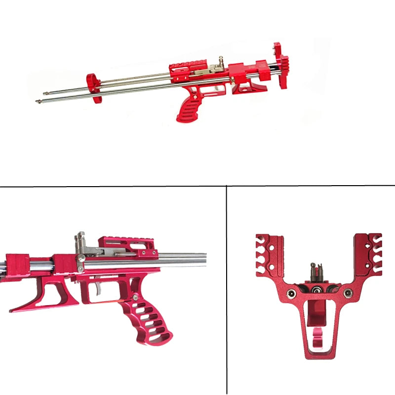 80lbs Telescopic Long-Pole Slingshot – All-Metal Powerful Laser Hunting Sling Shot with Accessory Mount