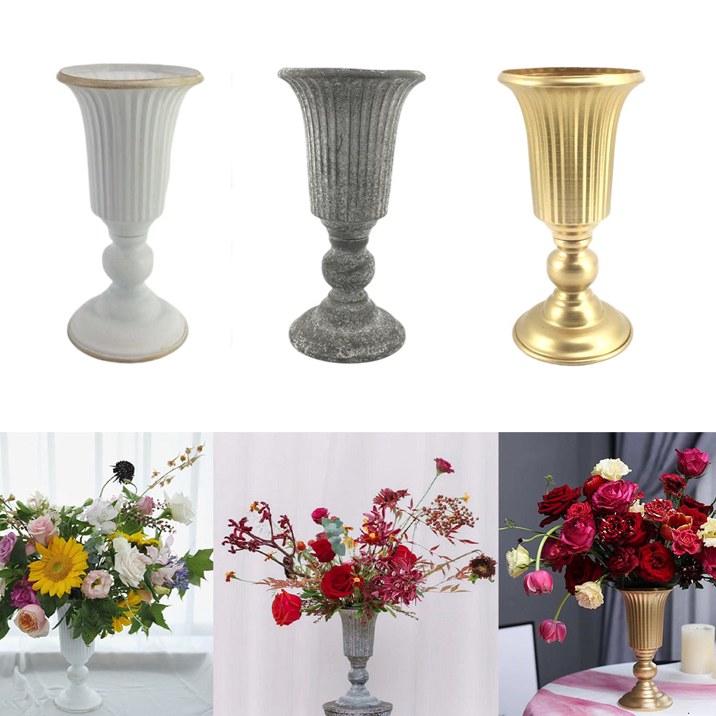 Decorative Flower Vase Metal Bowl – Urn Plant Pot for Dried Flowers, Table Centerpiece & Home Living Room Decor
