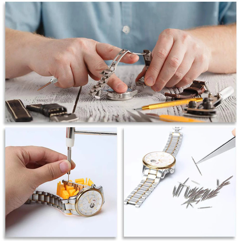 212PCS Watch Repair Tool Kit – Professional Clock & Watchmaker Opening Set with Screwdriver, Hammer, Pry Knife & Band Link Tools