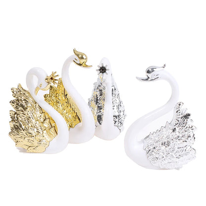 Romantic Crown Swan & Flamingo Cake Topper - Ideal Decoration for Birthday and Wedding Cakes