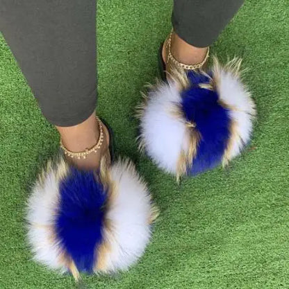 Girls’ Luxury Fluffy Fur Slippers – Warm Plush Indoor Flip Flop Slides for Women, New Arrival
