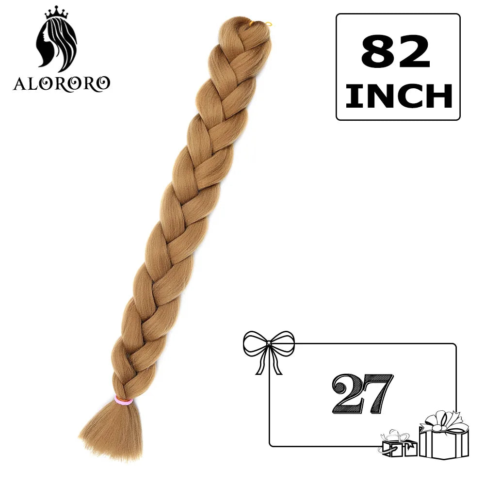 82-Inch Synthetic Braiding Hair Extensions – Jumbo Crochet Box Twist Braids in Green, Red, Pink & Yellow, Pure Color Wholesale