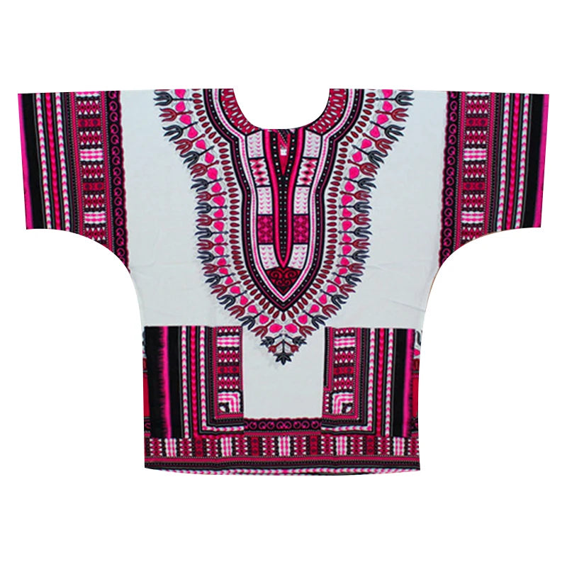 African Dashiki Cotton T-Shirt - Traditional Printed Unisex Fashion Top with Vibrant Ethnic Style Design