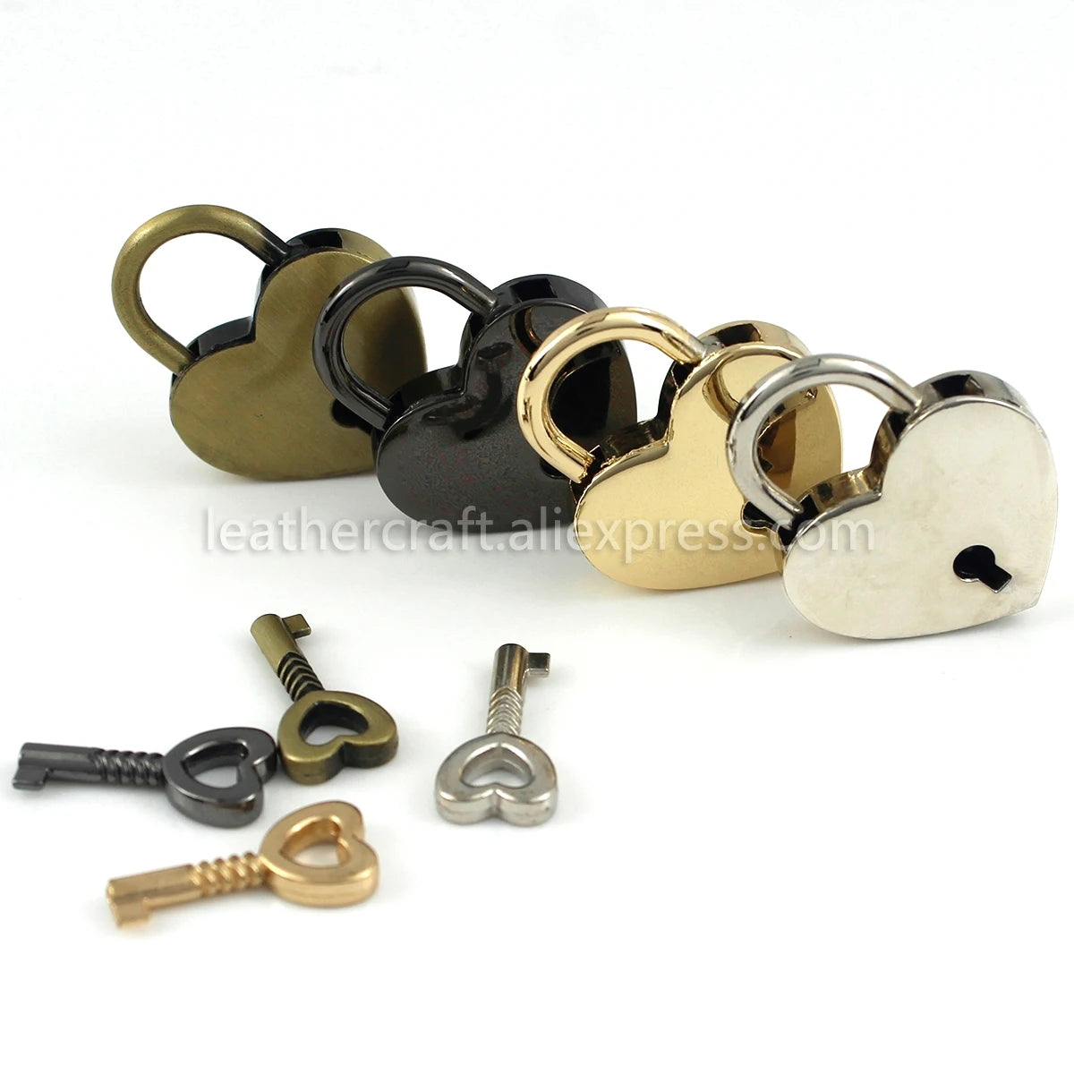 Heart-Shaped Vintage Metal Mini Padlock – Key Lock for Bags, Suitcases, and Luggage with Key