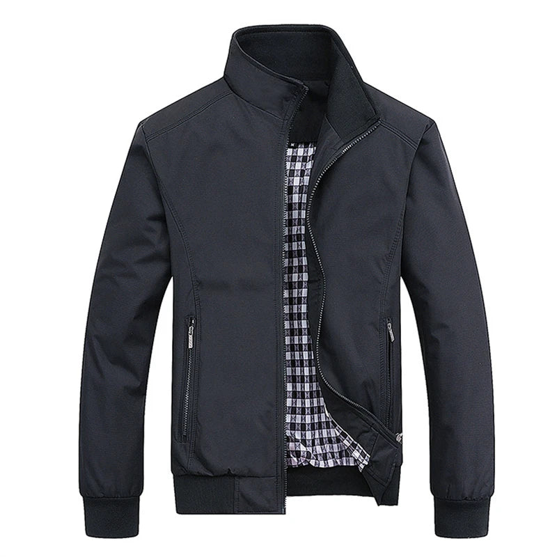 2025 Spring Autumn Men's Bomber Jacket – Casual Solid Slim Fit, Baseball Style, M-6XL & 8XL Sizes