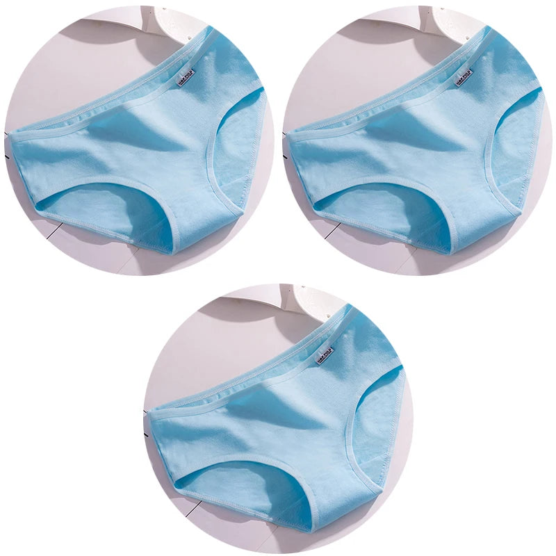 Women’s Cotton Underwear - Candy Color Mid-Waist Breathable Plus Size Briefs