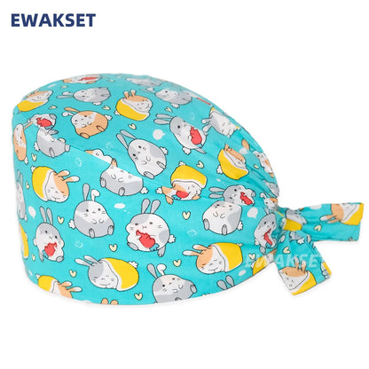 Unisex Soft Scrub Cap – Cartoon Print Surgical Hat for Men and Women, Operating Room Nursing Accessories