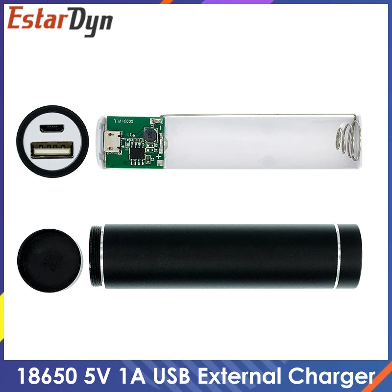Metal DIY Power Bank Kit Case - 18650 Battery Holder with 5V 1A USB Charging Output for Smartphones