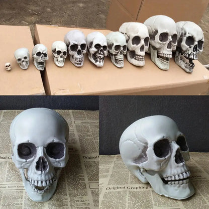 Plastic Skull Head Figurine — Scary Skeleton Decorative Statue for Halloween, Bar, Party & Home Decor