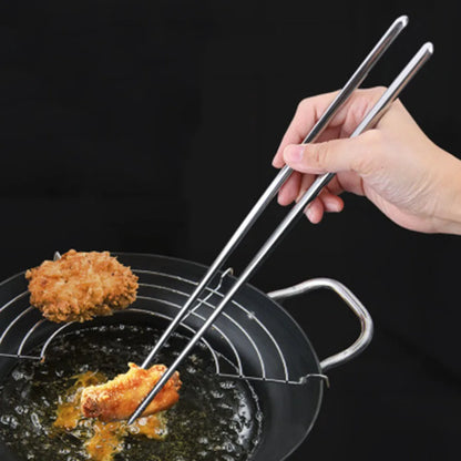 Stainless Steel Extra Long Cooking Chopsticks - 38.8cm Dishwasher Safe Frying Chopsticks (1 Pair)