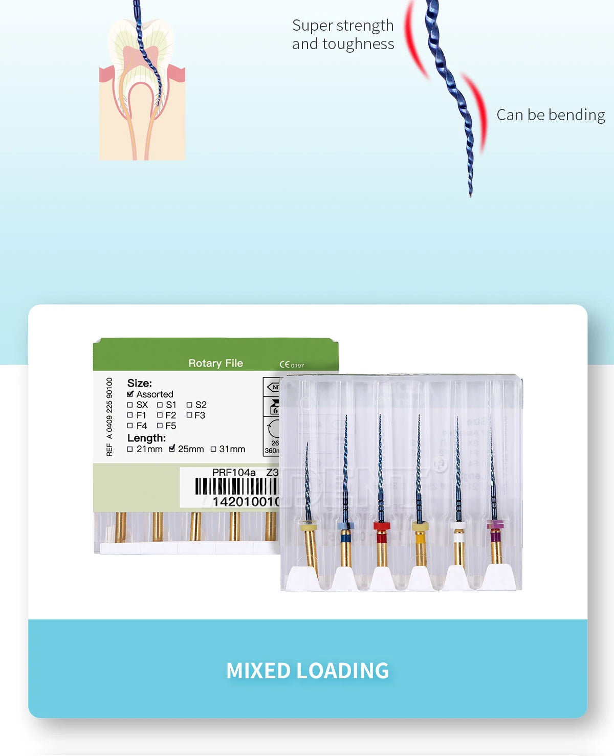Azdent 6pcs/Pack 25mm SX Dental Files Root Canal Use Rotary Heat Activated  Endodontic Files Rotating File Dentistry Instruments