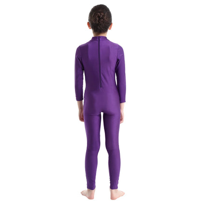 Kids Girls Full Body Gymnastics Bodysuit, Ballet Dance Jersey Leotard, Jumpsuit Sports Unitard, Children Dancewear and Sportswear