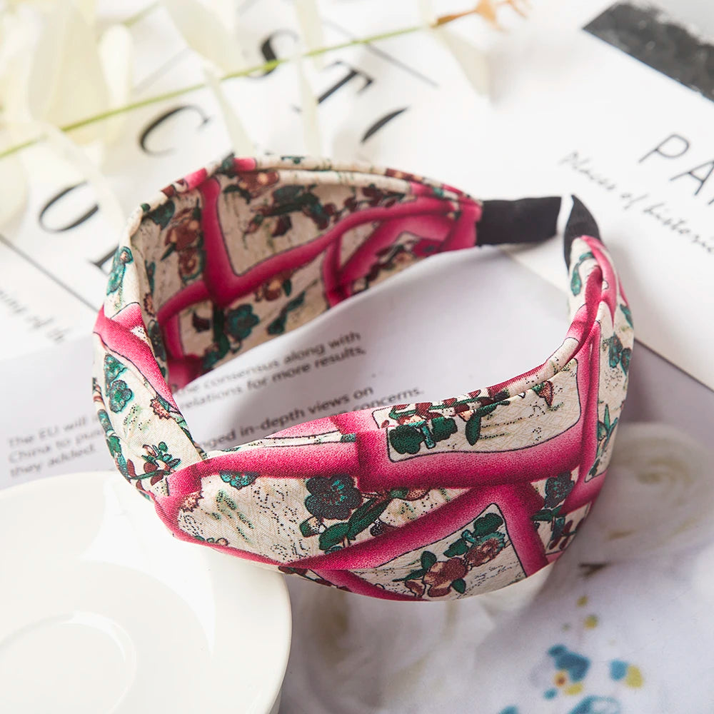 Fashion Leopard Print Headband — Wide Cross Elastic Bow Hairband for Women & Girls Hair Accessories