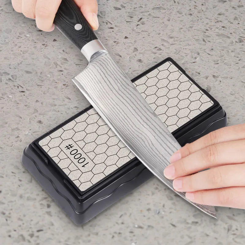 Double-Sided Diamond Sharpening Stone – Knife & Chef Whetstone 400/600/1000/1200 Grit Kitchen Sharpener