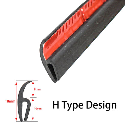 4M H-Type Car Rubber Seal Strip - Windshield Trim Dustproof Weatherproof Seal for Honda, Audi, BMW, Ford, Toyota & More