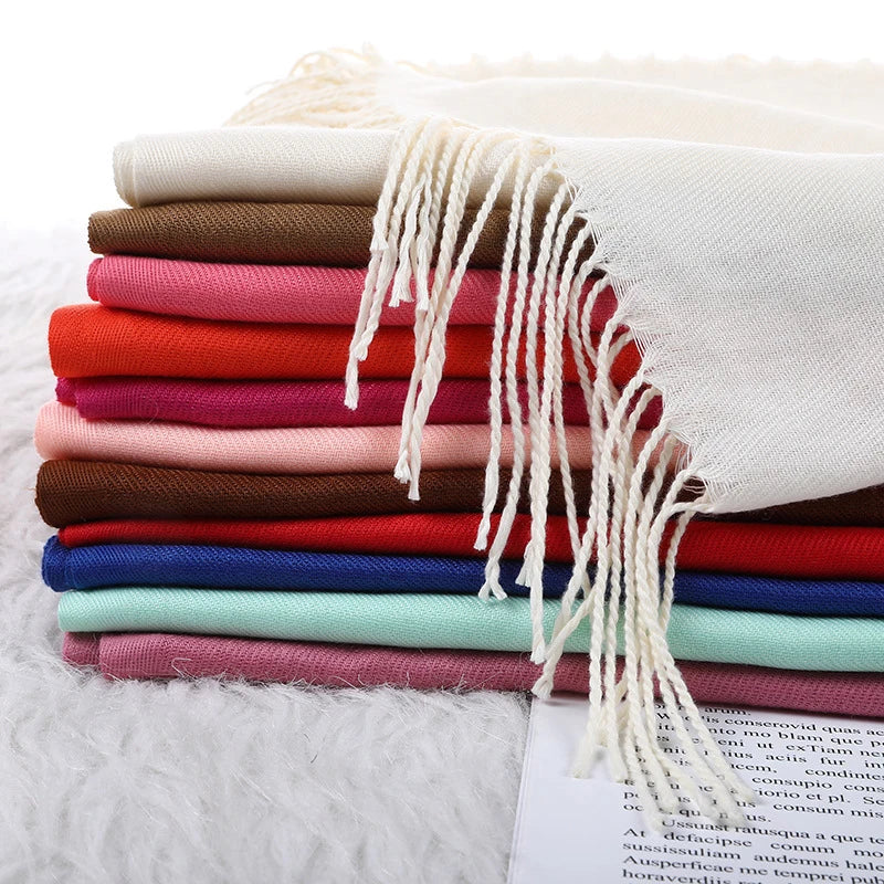 Desgine Solid Cashmere Scarf – Warm Autumn Winter Shawl Wrap with Tassels, Unisex Pashmina for Women and Men 2024