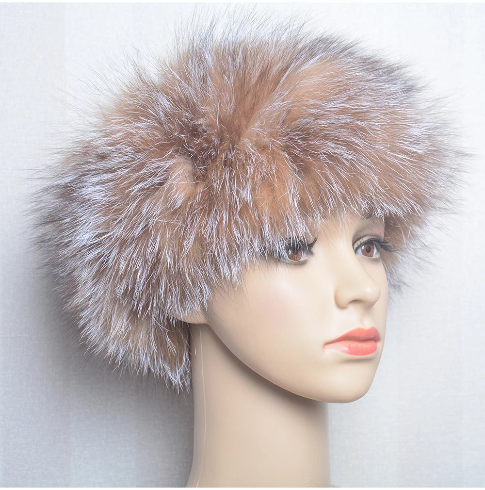 2025 Real Fox Fur Scarf and Headband – Luxury Winter Neck Warmer for Women, 100% Natural Fur, Elastic Ring Muffler