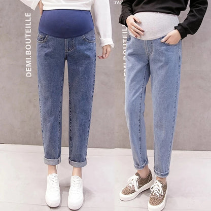 Maternity Boyfriend Jeans – High Waist Loose Denim Pants for Pregnant Women