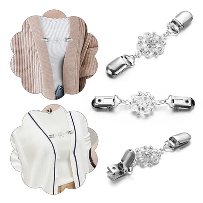 Retro Rhinestone Sweater Shawl Clasp - Antique Flower Duck Mouth Clothing Pin For Cardigans And Shirts