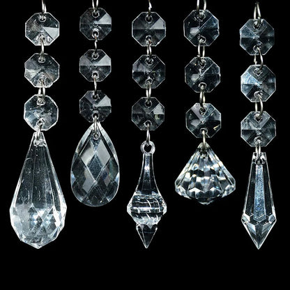 5PC Crystal Acrylic Bead Garland – Clear Chandelier Chain with Hooks for Wedding, Home DIY & Craft Decoration