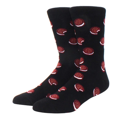 Men's Colorful Combed Cotton Jacquard Crew Socks - Striped Business Casual Dress Socks