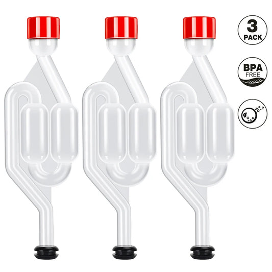 3PCS S-Shape Airlocks for Homebrewing – Bubble Airlock Carboys Stopper & Fermenter Seal Valve with Food-Grade Grommets for Wine Making